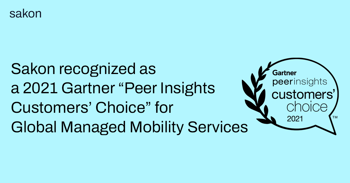 Sakon recognized as a 2021 Gartner “Peer Insights Customers’ Choice” for Global Managed Mobility Services