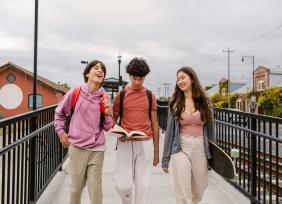 Students walking together outdoors
